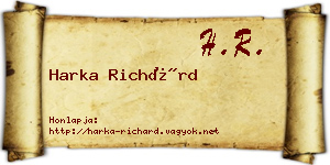 Harka Richárd névjegykártya