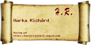 Harka Richárd névjegykártya